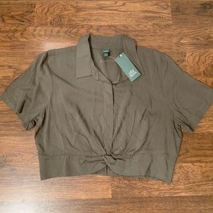 Olive green button up shirt